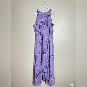 Cleo Size L Lavender Floral High Low Dress